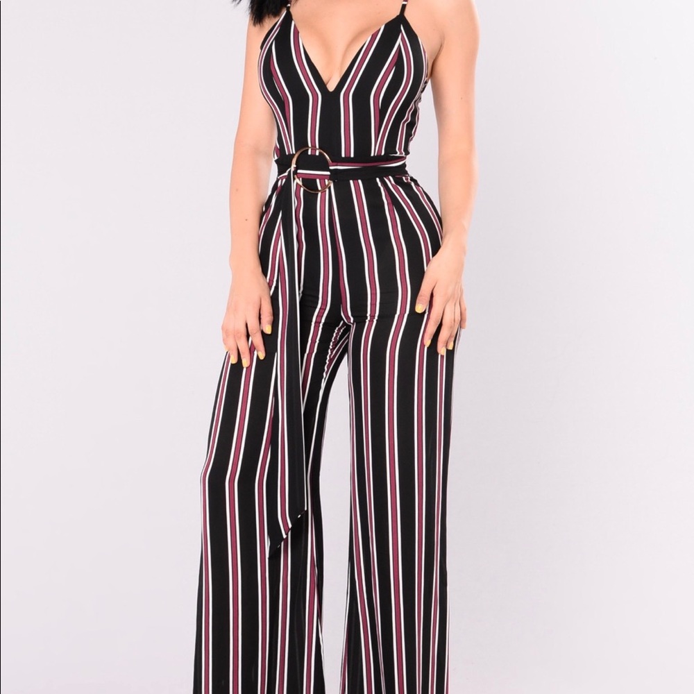 Striped palazzo pants jumpsuit
