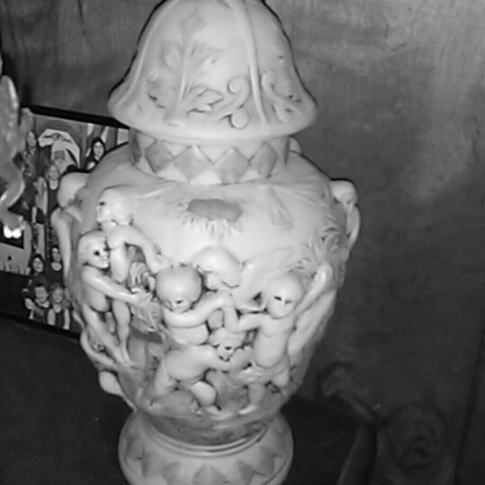 Antique angel glass vases