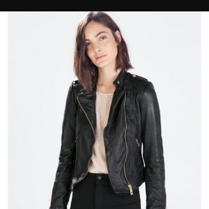 Zara leather Moto jacket with rose gold hardware