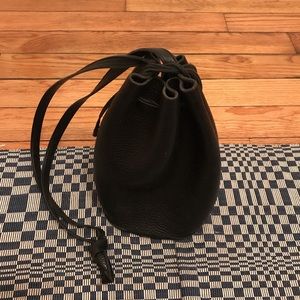 Baggu Black Leather Bucket Bag