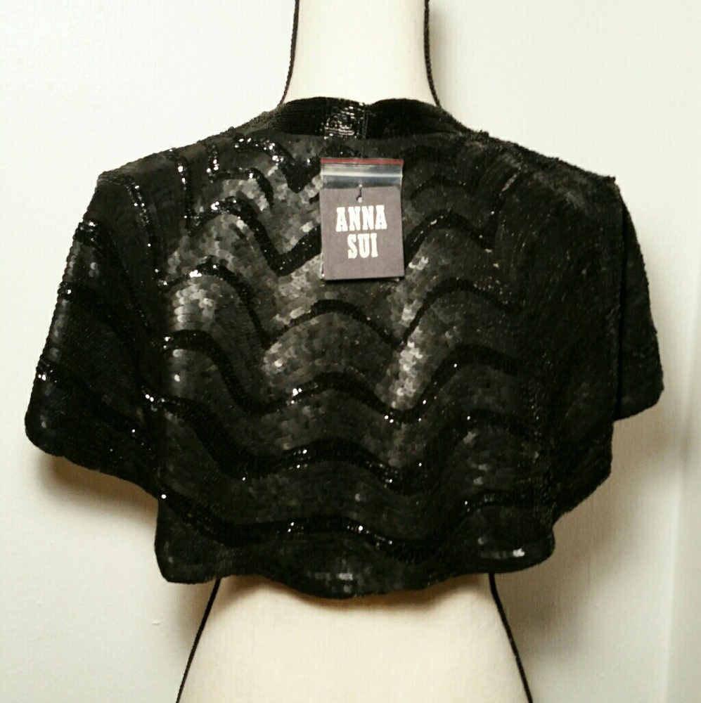❄️ Removing 1/1❄️NWT Anna Sui Sequined Capelet - Picture 4 of 8