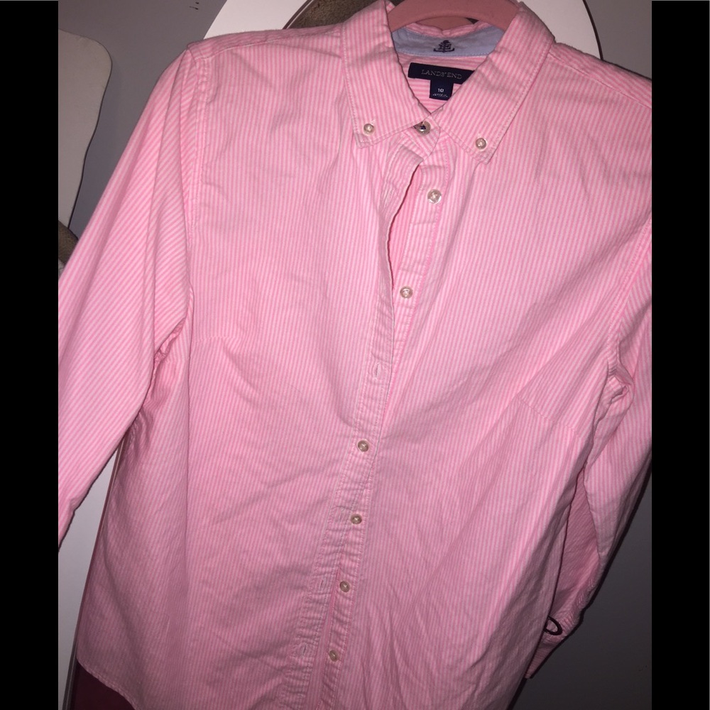 Land’s End Pink Button Up 👛