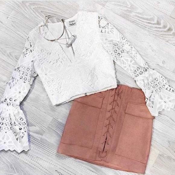 ‘Siena’ Dusty Pink Suede Mini Skirt - Picture 2 of 5