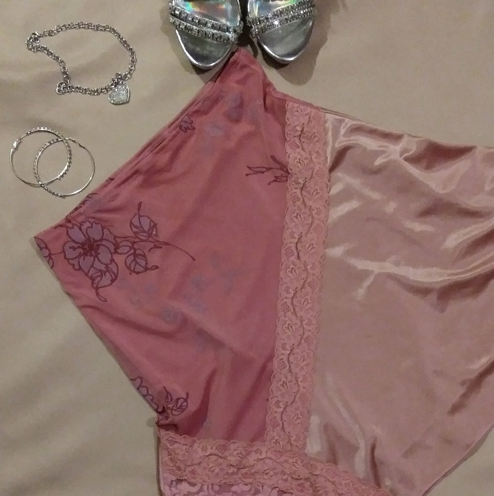 Sexy Women's Pink Skirt with Lace