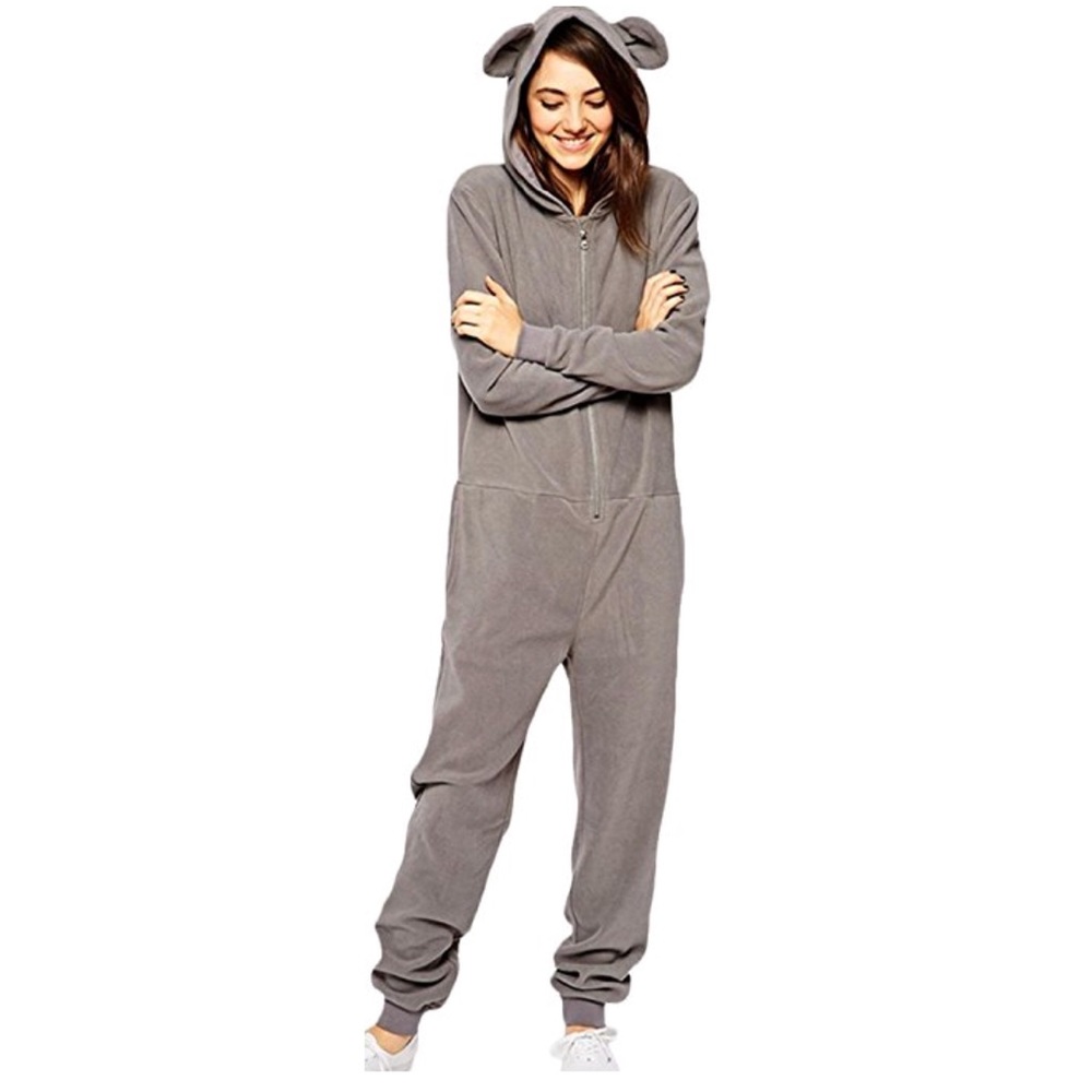 Grey Onesie with Teddy Bear Ears