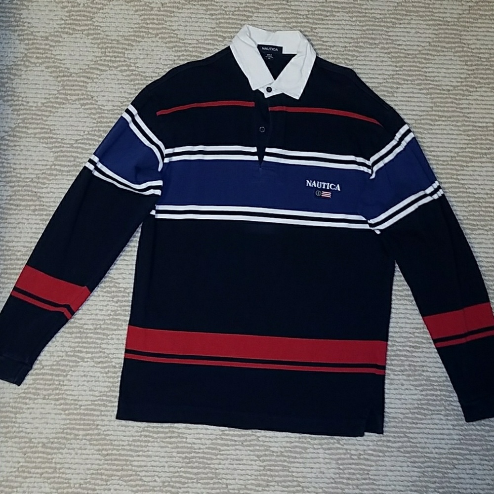 Nautica Mens Long Sleeve Polo