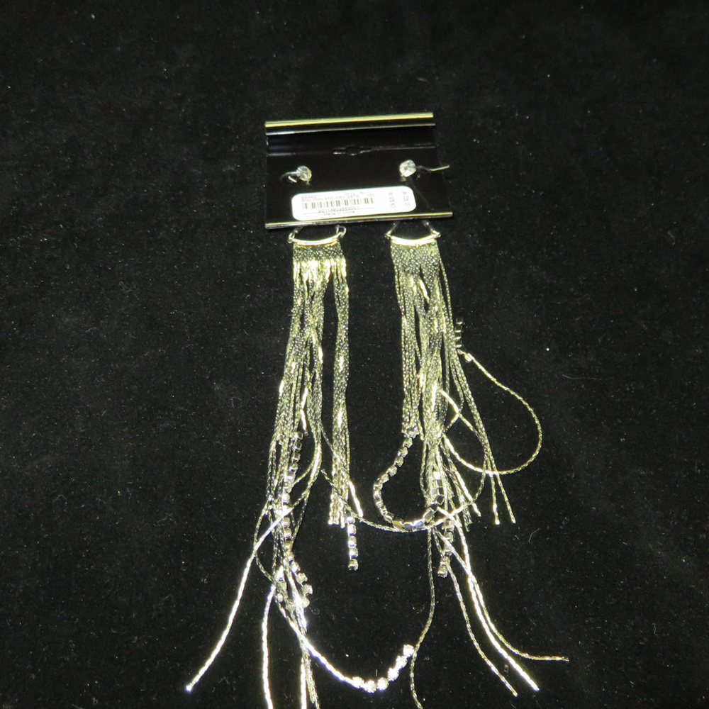 bebe silver dangle with crystal earring NWT bbe23a - Picture 8 of 8
