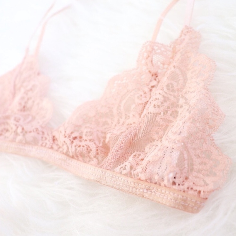 Sheer Pink Lace Bralette - Picture 3 of 6
