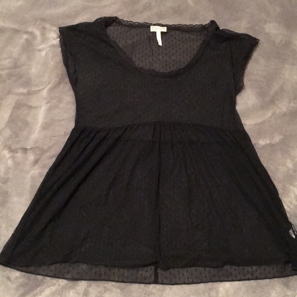 Kirra Black Mesh Polka Dot Top