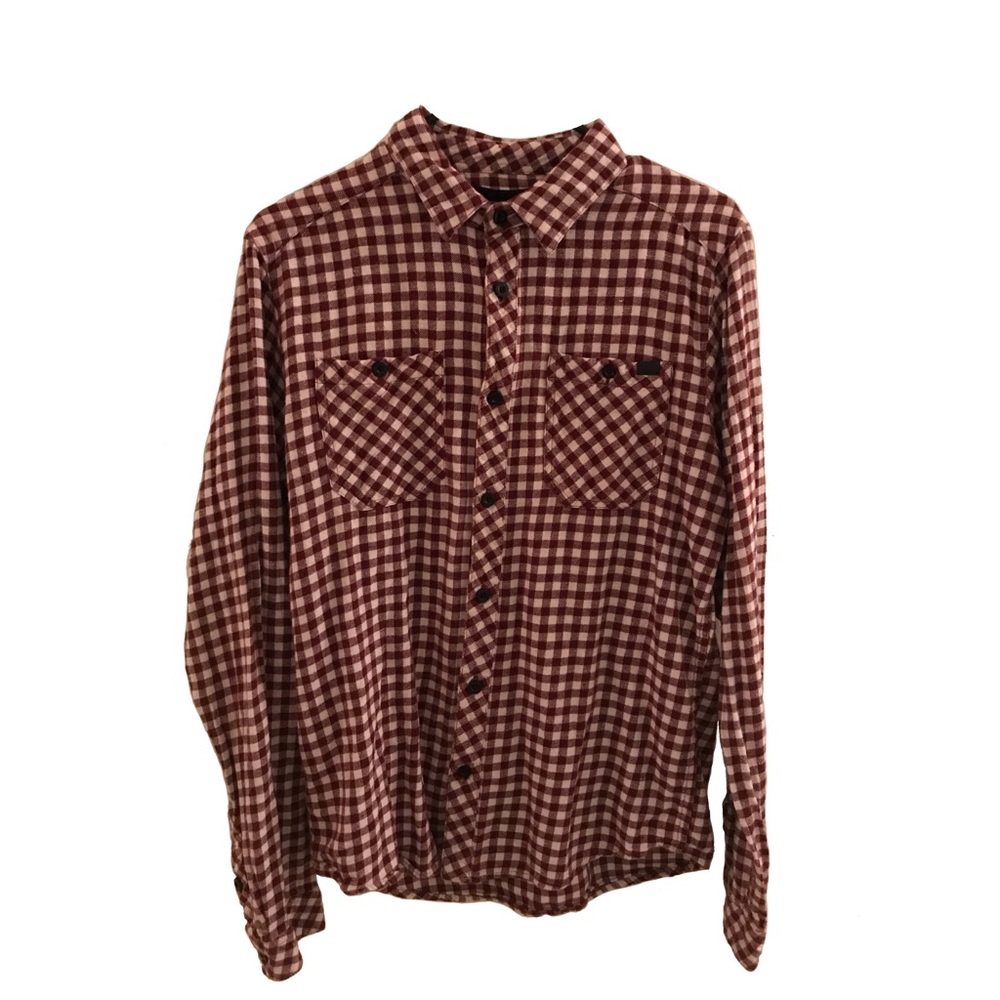 Burgundy and White Long Sleeve Flannel