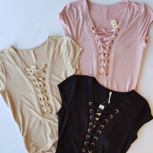 Brand New Lace up V Bodysuit
