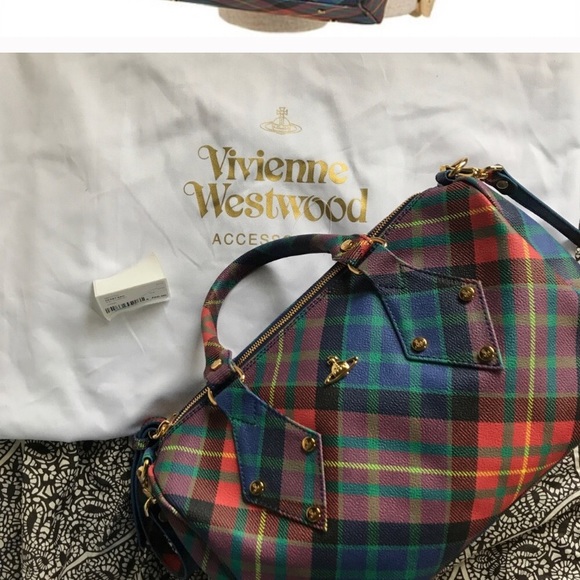 Vivienne Westwood Rainbow Plaid Handbag Purse - Picture 2 of 2