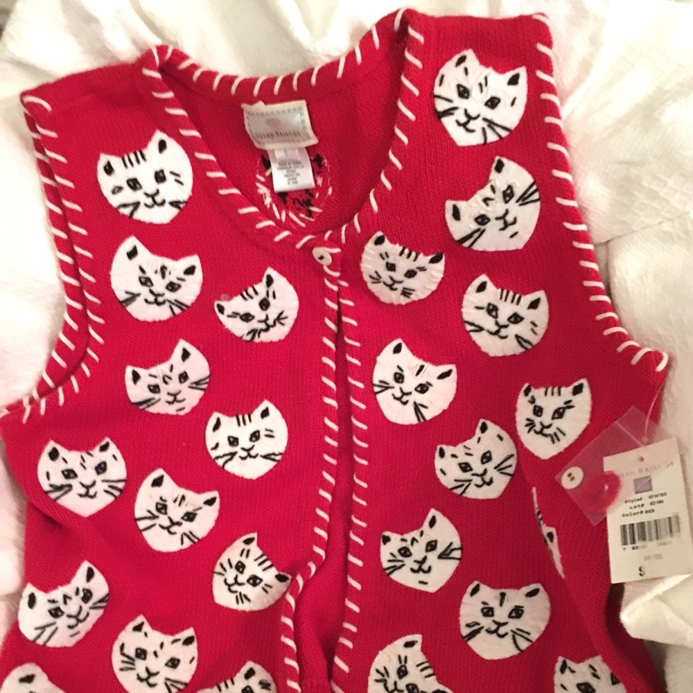 SOLD Cats/Christmas Susan Bristol sweater vest