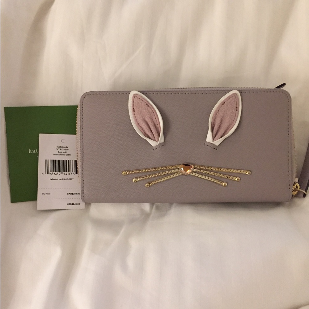 Kate Spade Rabbit Bunny Neda "Hop to It" Zip Wallet - Picture 5 of 8