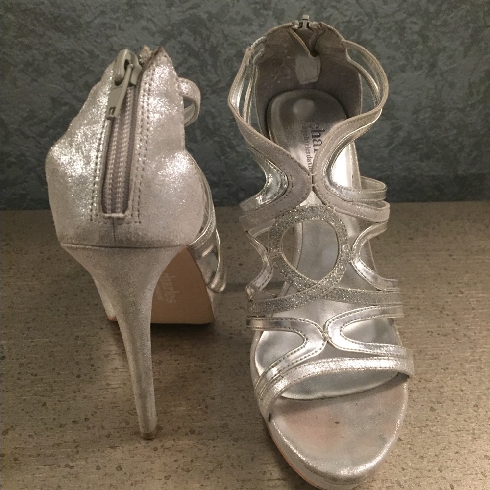 Charles David Silver Sandals Size 7 1/2