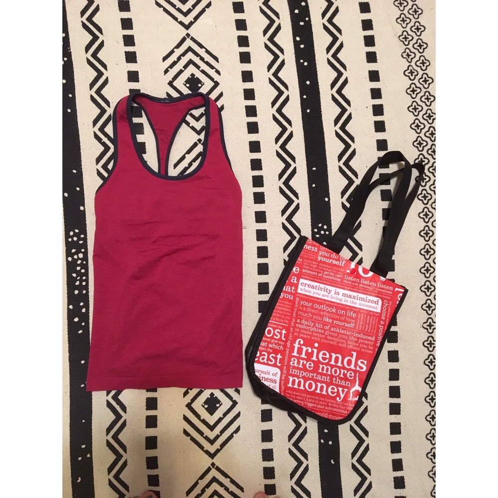 SOLD - Lululemon Hot Pink Workout Tank + Bag