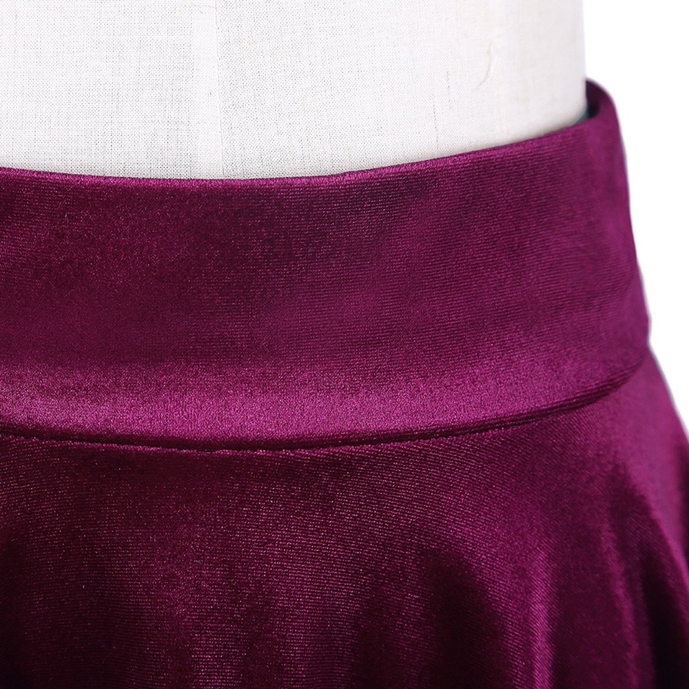 ‘Emerson’ Wine Red Velvet Skater Skirt - Picture 4 of 8