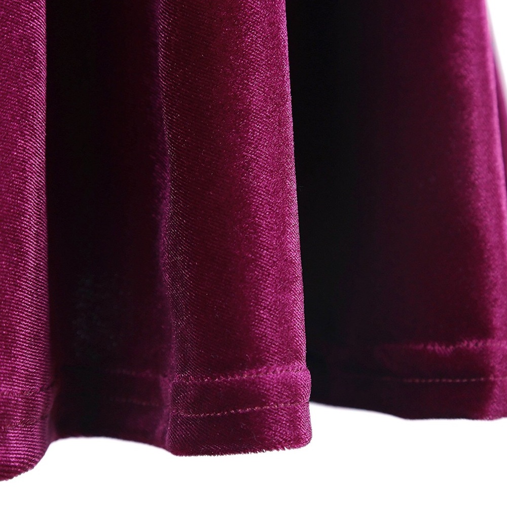‘Emerson’ Wine Red Velvet Skater Skirt - Picture 5 of 8