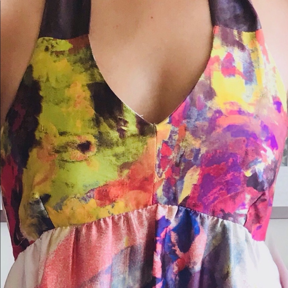 Floor length, vibrant colors, halter ASOS dress