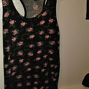 Pink and black flowered tank top