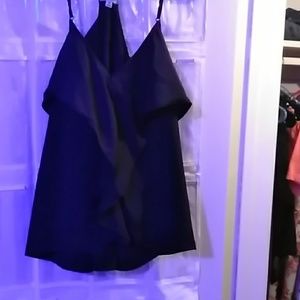 VERY CUTE RUFFLED FRONT BLACK TANK TOP