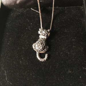 Black diamond Cat pendant necklace