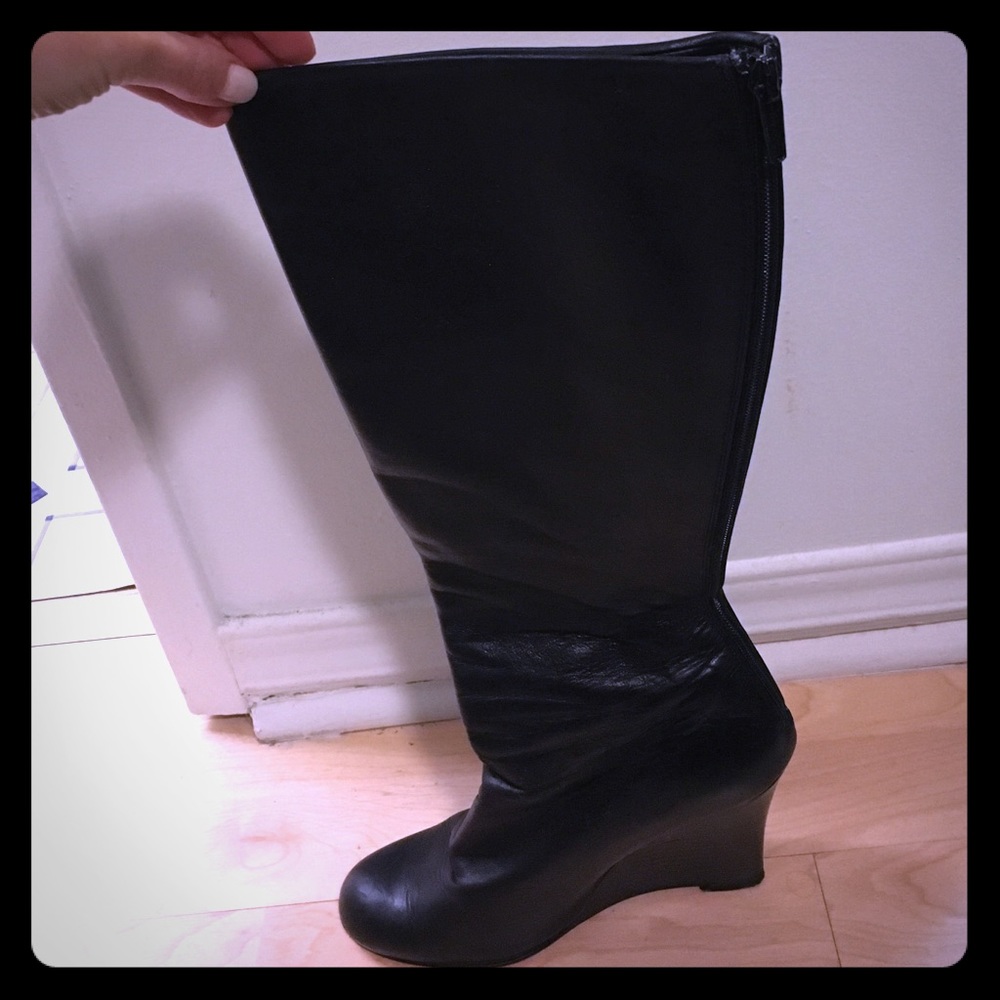 Christian Louboutin black wedge boots