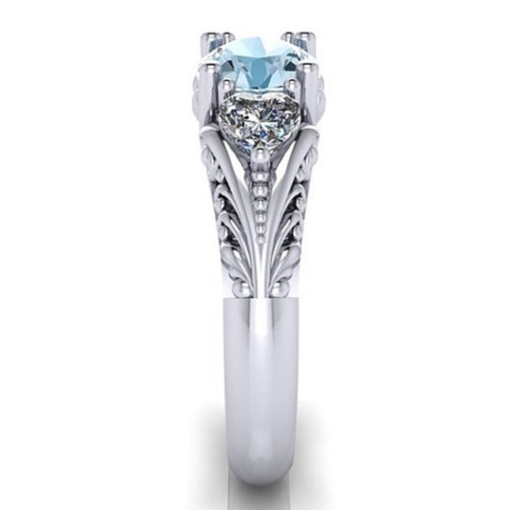 STERLING SILVER VINTAGE STYLE AQUA - Picture 2 of 7