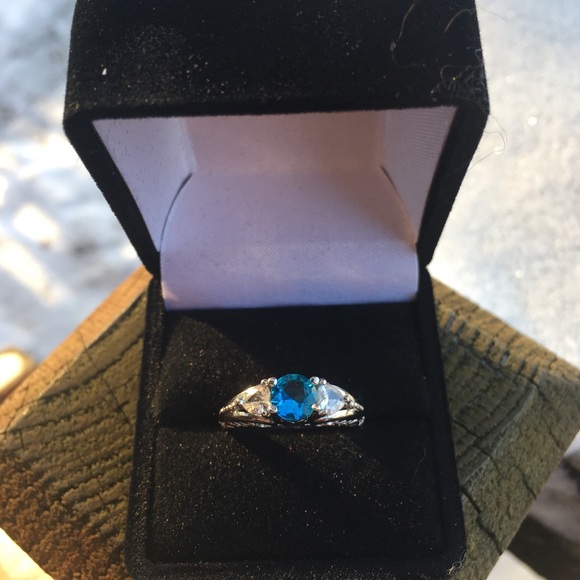 STERLING SILVER VINTAGE STYLE AQUA - Picture 3 of 7