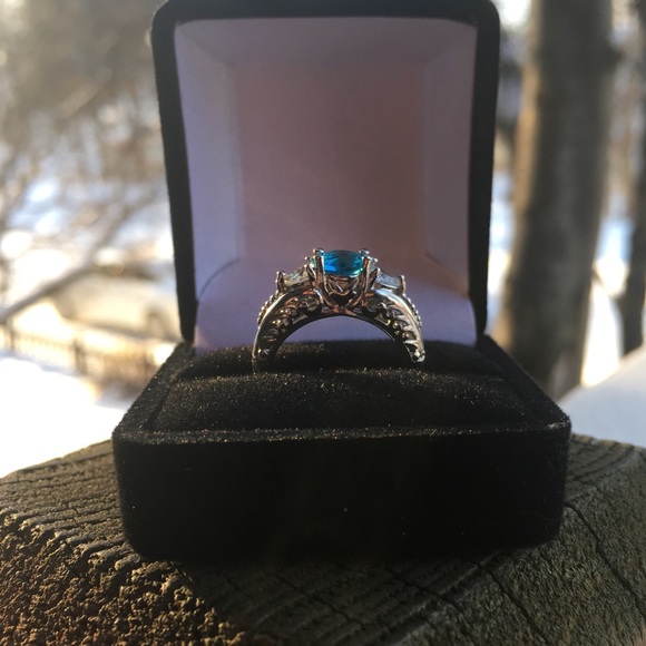 STERLING SILVER VINTAGE STYLE AQUA - Picture 4 of 7