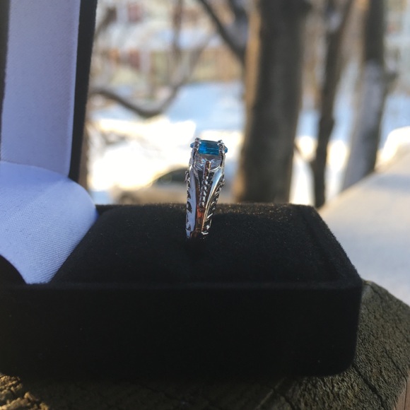 STERLING SILVER VINTAGE STYLE AQUA - Picture 5 of 7