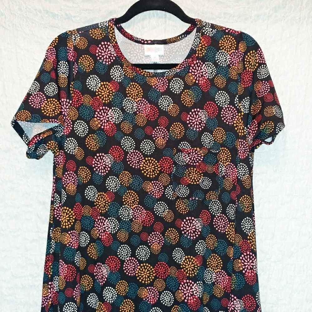 Lularoe Carly, multi-colored burst pattern