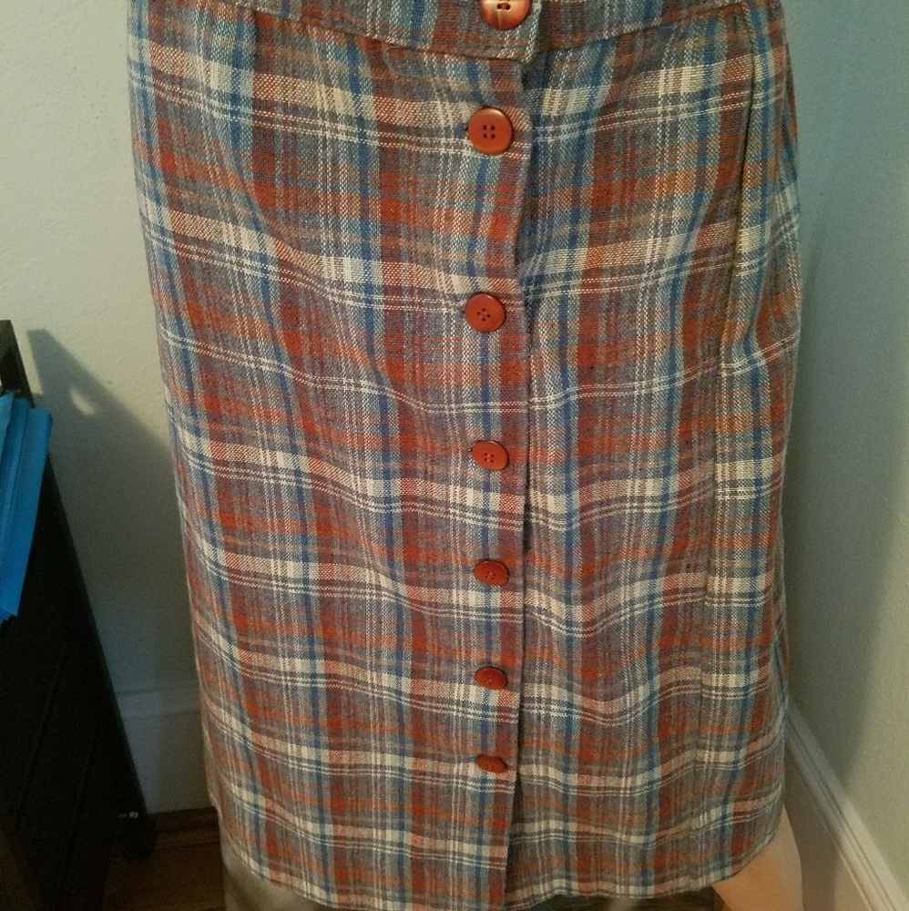 Vintage Wool Poly Skirt Pinup Mod Twin Peaks Plus