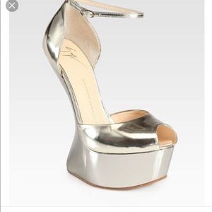 Giuseppe Zanotti Metallic Leather Wedge