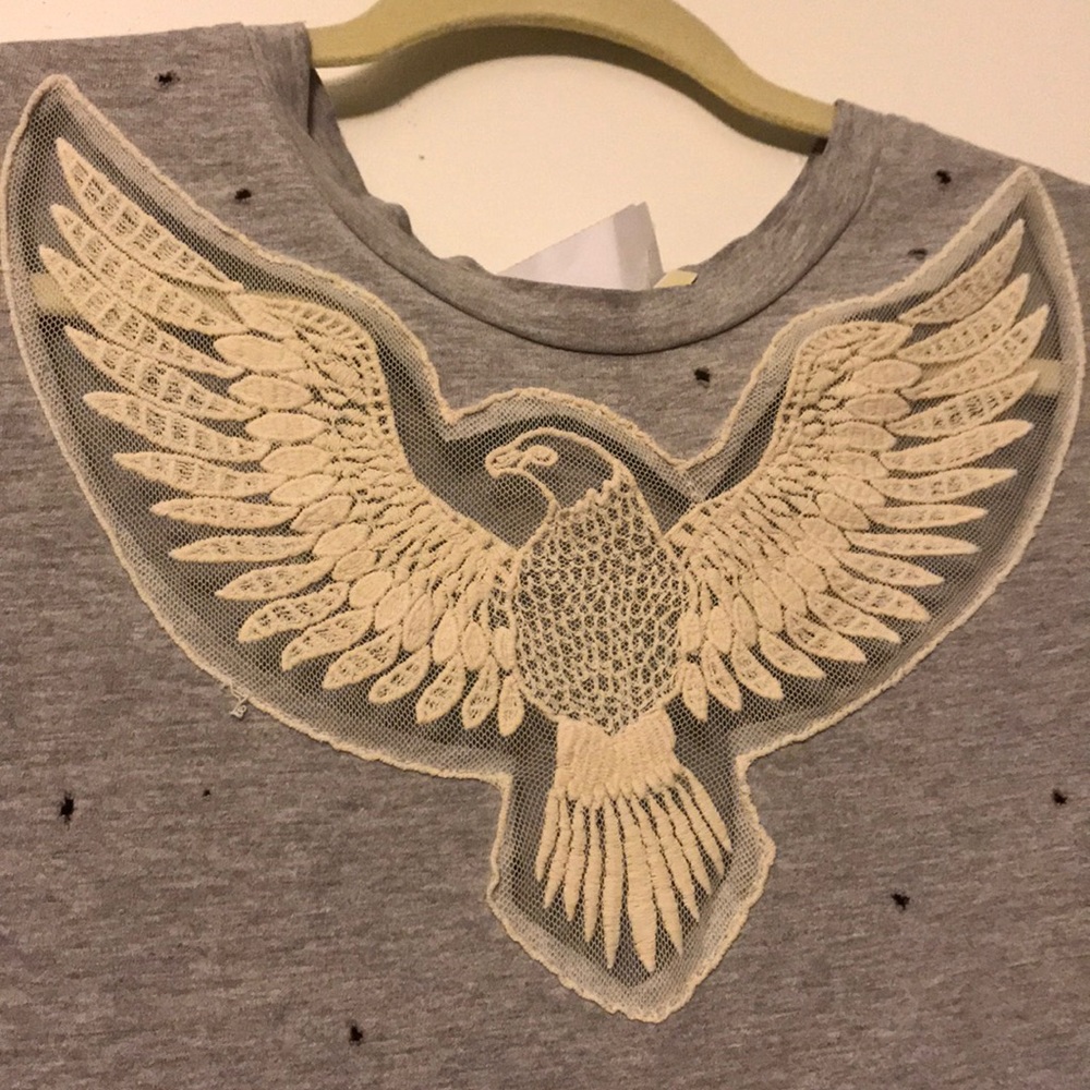 Emma and Sam Cropped Shirt with Mesh Applique