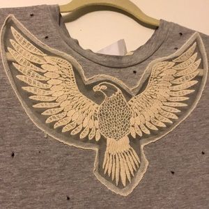 Emma and Sam Cropped Shirt with Mesh Applique