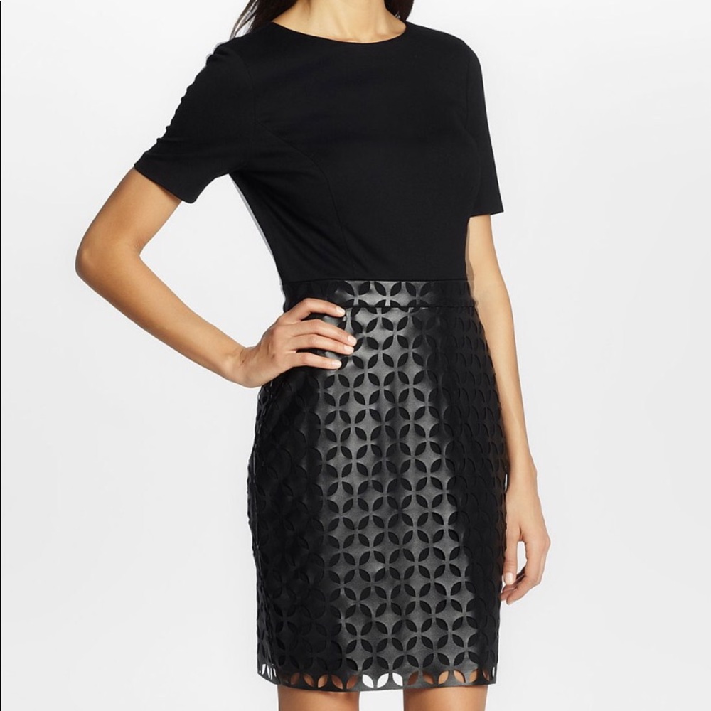 Cynthia Steffe Amelia laser cut black dress