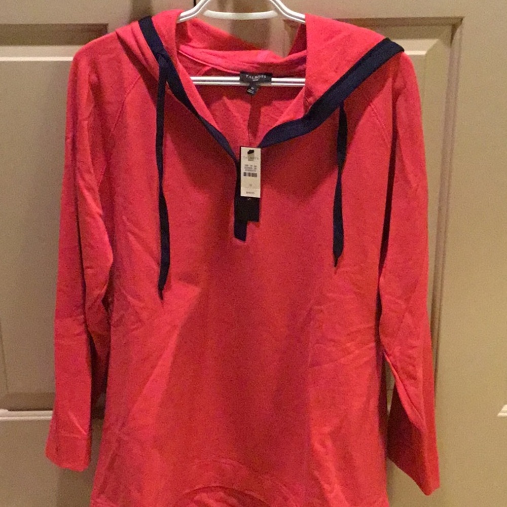 NWT Talbots long cotton pullover/hooded top