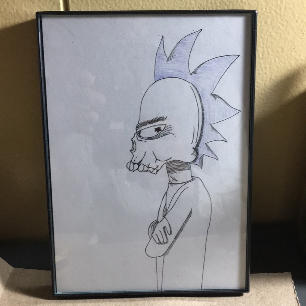Rick & Morty “Rick skull” original drawing 5”x7”