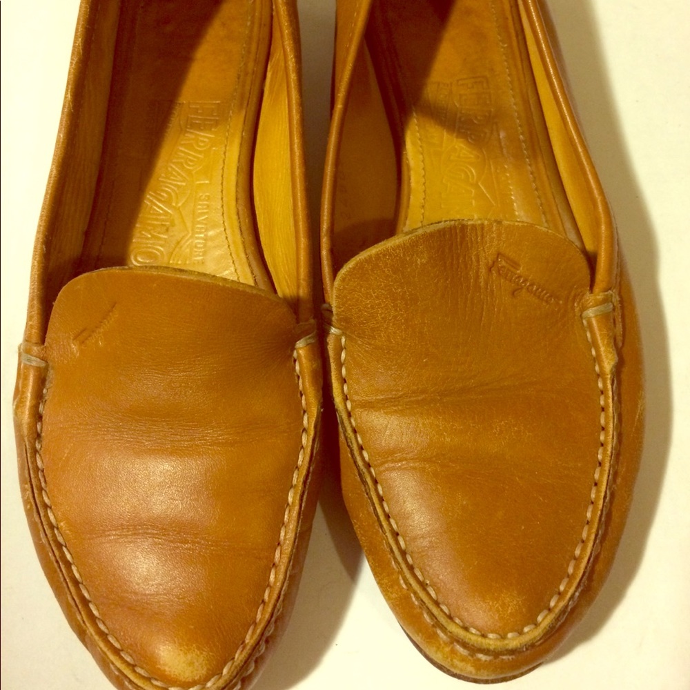 Ferragamo loafers flats size 4.5 luggage color