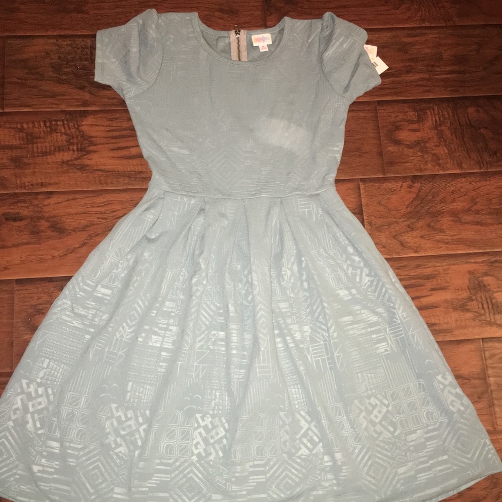 NWT Light Blue Geometric LulaRoe Amelia Dress