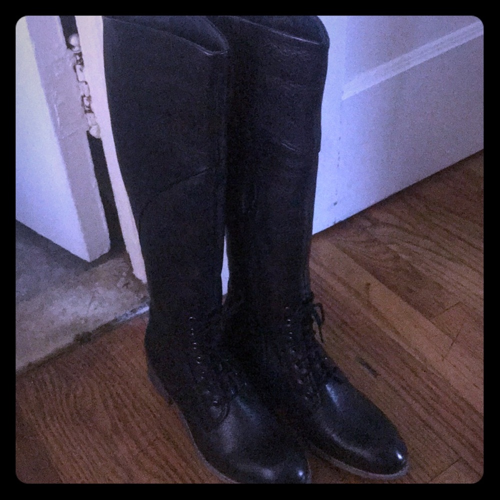Brand new tall boots with faux lace up