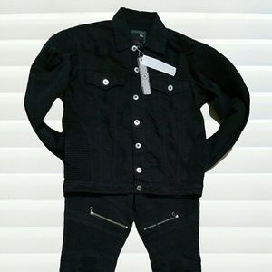 Biker ripped  jacket jean set 2017(new)