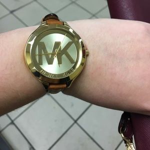 MK Watch with leather band.