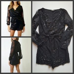 Long Sleeve Sequin Romper