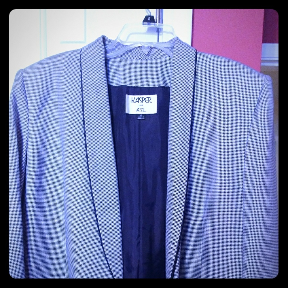 Blue checked double breasted blazer