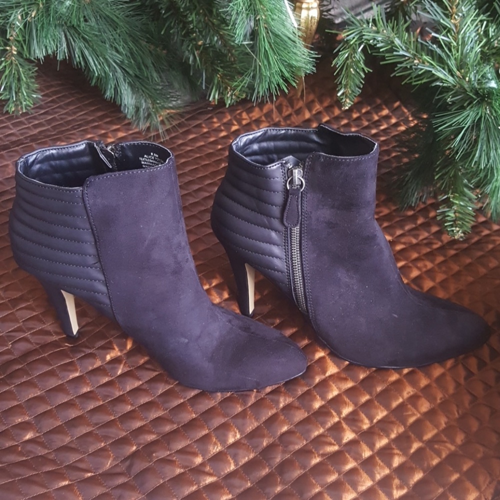 Black Suede and Leather Ankle Boots