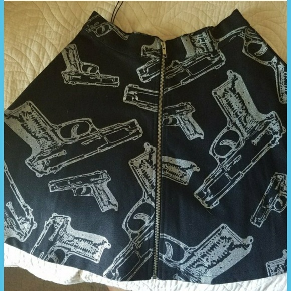 Lip Service Cult Silver Gun Skater Skirt - Picture 3 of 4