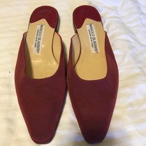 Manolo Blahnik Vintage Deep Red Slides