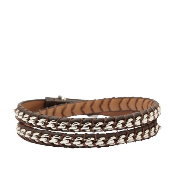 New FOSSIL Chain Double Wrap bracelet Chocolate - Picture 1 of 5